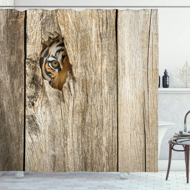 Safari Shower Curtain Siberian Wild Tiger Eye Print for Bathroom